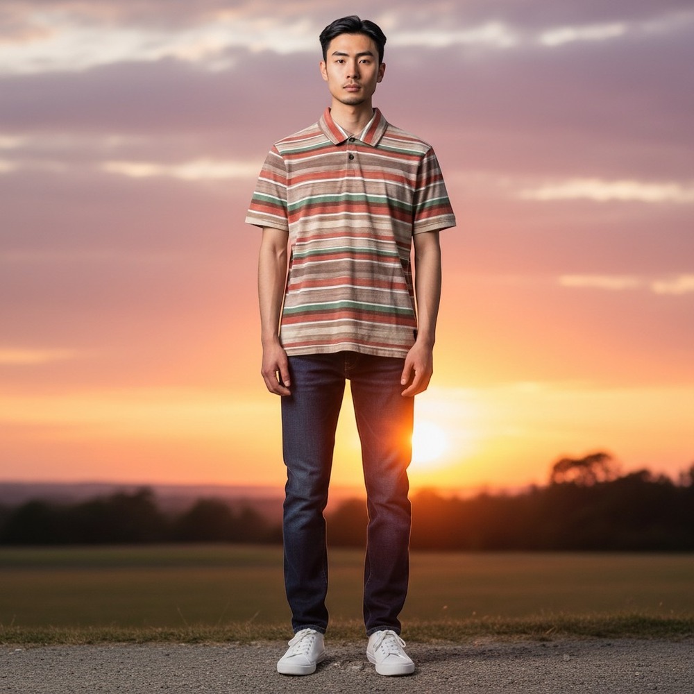 Ted Baker Prebook Polo Shirt Men 3 Medium Brown Multi Stripe Preppy Short Sleeve